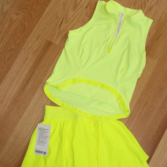 ❤️ Lululemon Court Rival Skirt Long & Front-Zip Mock-Neck Tennis Tank; Sz 4